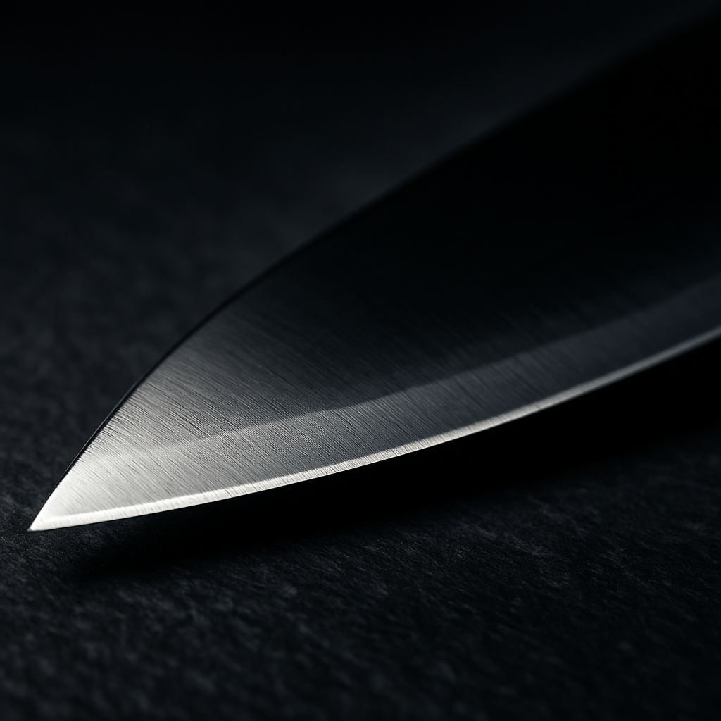 Sharp knife blade close-up